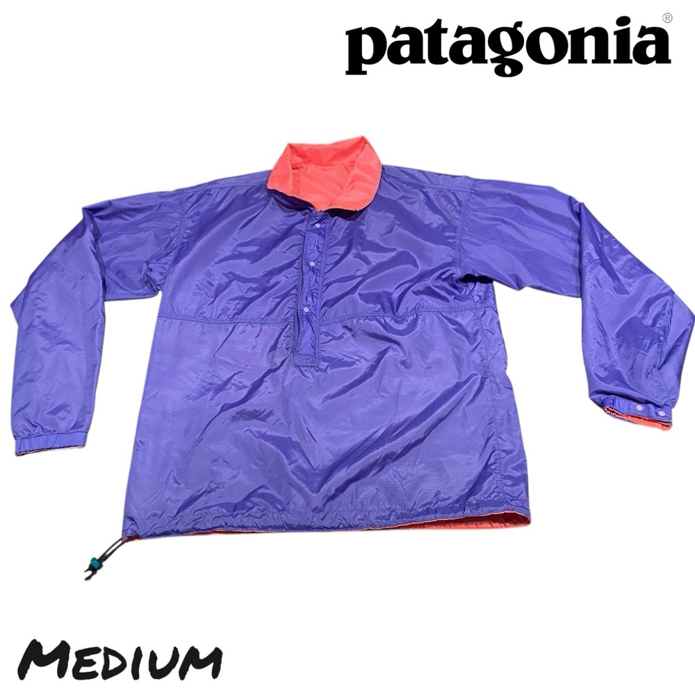 Patagonia Jacket Women MED Purple Logo Full Zip Windbreaker Outdoor Hike Light‎